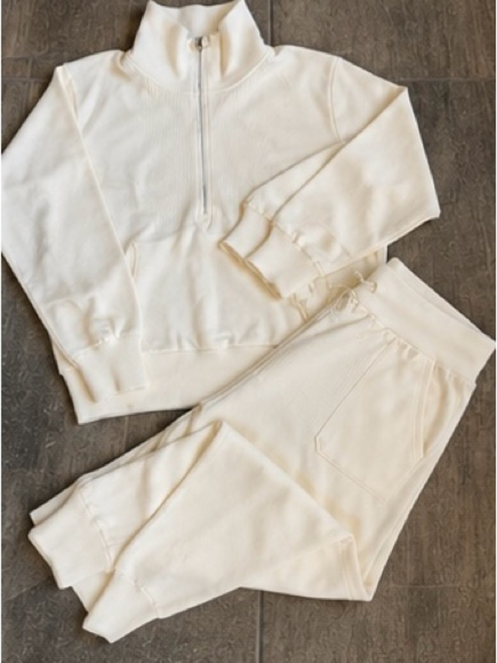 Women's Cream Half-Zip Sweatshirt & Jogger Set - Picture 7 of 9